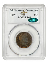 1907 25c PCGS/CAC Proof 68 ex: D.L. Hansen - £9,839.51 GBP