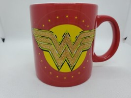 DC Comics Big Wonder Woman Mug Red Gold Glitter Coffee Tea Cup 20 OZ - £9.54 GBP