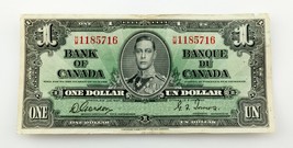 1937 Bank of Canada One Dollar Bank Note (F) Fine Condition Pick# 58d - $91.59