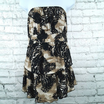 Poetry Dress Womens Juniors Large Animal Print Strapless Layered Mini - £15.00 GBP