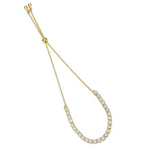 3W1647 - Gold Brass Bracelet with AAA Grade CZ in Clear - $485.22 MXN