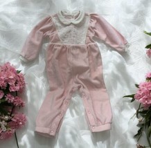 Vintage BABY DIOR PINK/ WHITE One piece Pajamas Romper long sleeve Size ... - $23.75