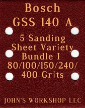 Bosch GSS 140 A - 80/100/150/240/400 Grits - 5 Sandpaper Variety Bundle I - $4.99