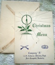Vintage Christmas Menu company “A” Fort Campbell Kentucky - $8.99