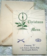 Vintage Christmas Menu company “A” Fort Campbell Kentucky - $8.99