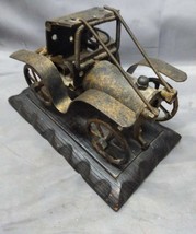 Vintage Metal Automobile Art Sculpture Car on Carved Wood Base MCM Art O... - £32.18 GBP