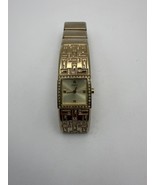 Guess Womens Gold Plated Square Face Watch With Crystal Accents &amp; Adjust... - $661.85 MXN