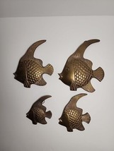 Set 4 Vintage Mid Century Modern Mcm Angel Fish Brass Metal Wall Hangings India - £22.24 GBP