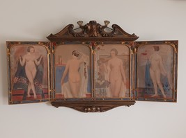Authentic Art Deco Watercolor Polyptych of Sensuous Nude Bathers c. 1920s - £5,217.25 GBP