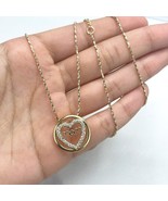 1.50Ct Real Moissanite Heart Mom Pendant Necklace 14K Yellow Gold Plated - £163.93 GBP