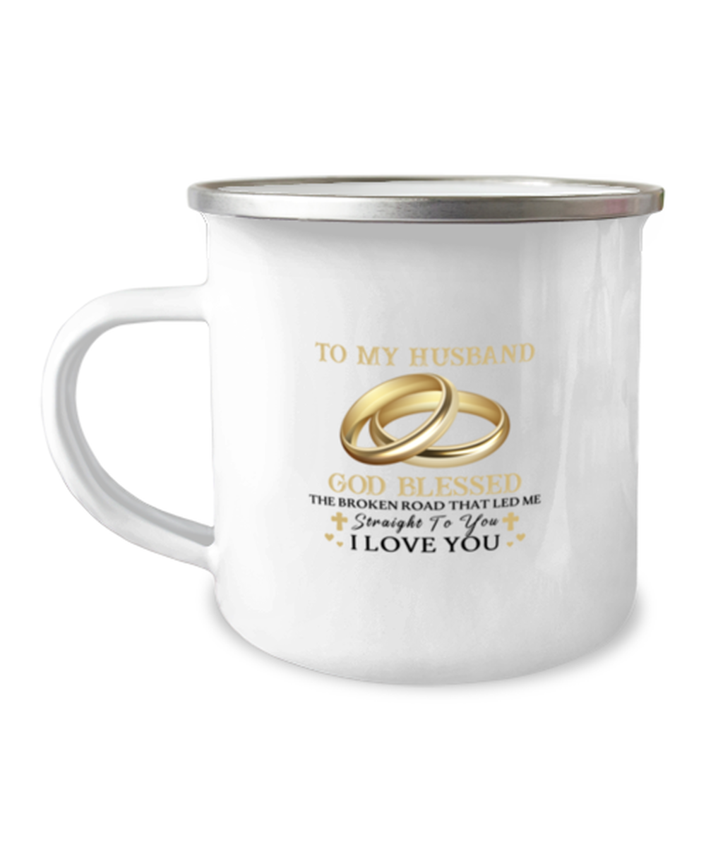 Husband Wine Glass HUSBAND THE BROKEN ROAD THAT LED ME TO YOU Camper  - £14.41 GBP