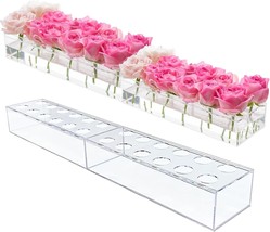 2 Matching Acrylic Flower Vase Rectangular 24 Inch 24 Holes Flower Vases ~NEW~ - $42.00