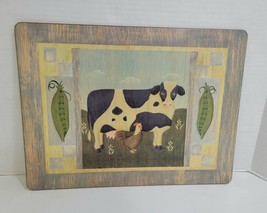 Vintage Pimpernel Placemat Folk Art Cow Chicken Farm Animals Mary Peckin... - $4.95