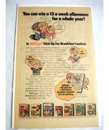 1975 Color Ad Kellogg&#39;s Cereals Stick Up For Breakfast - £6.26 GBP