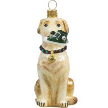 Yellow Lab with High Top Sneaker Polish Glass Christmas Tree Ornament La... - $65.32