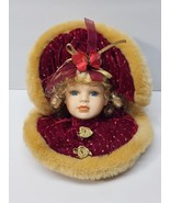 Vintage Dandee Victorian Porcelain Head Blond Red Velvet Gold Christmas ... - $35.90 CAD