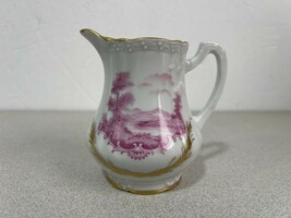 Porcelain of France Hand Painted small creamer 3.5&quot; tall Pink gold - $14.85