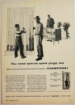 1958 Print Ad Champion Spark Plugs Outboard Motors Fishing Rods in Retail Store - £6.97 GBP