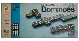 MB 1970 Black Halsam Wooden Double Nine Dragon Dominoes 55 Pieces COMPLE... - £17.04 GBP