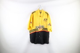 Vtg 90s NASCAR Mens XL Spell Out Team Pennzoil Racing Pit Crew Button Shirt - £78.81 GBP