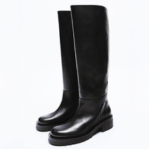 2021 women s high boots leather luxury boots for women long tall black slip on wide thumb200