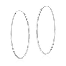 Versatile Hammered Sterling Silver 55mm Large Hoop Earrings - £12.02 GBP