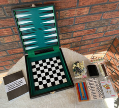 Travel Game Board Fold Up Backgammon Chess Cribbage Dominoes Checkers Poker New - £18.98 GBP