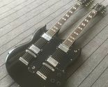 Double Neck EDS 1275 Black Electric Guitar Silver Hardware include Case - £240.57 GBP