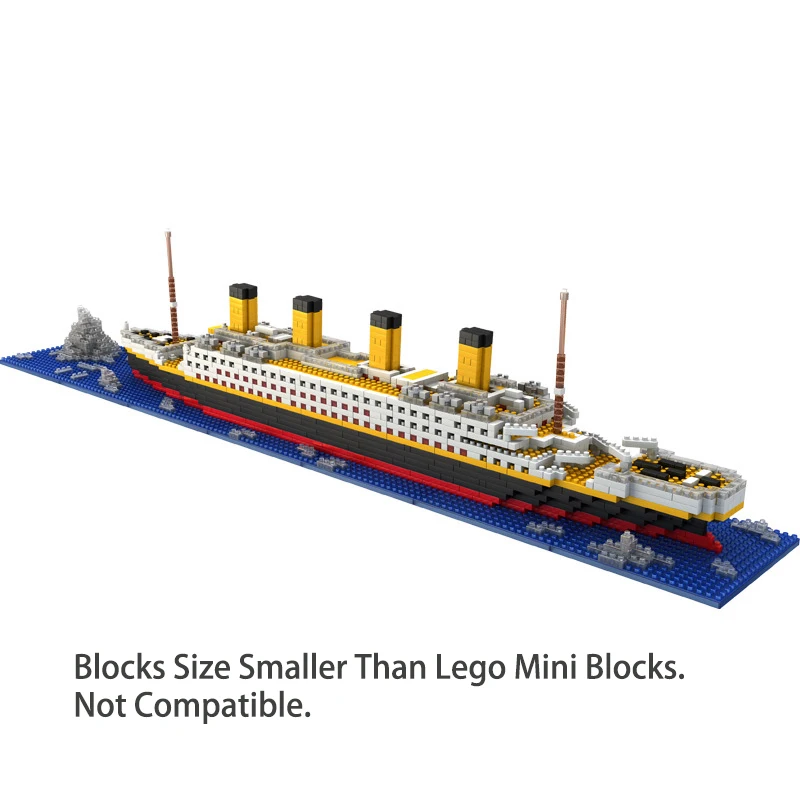 Play 1860PCS Titanic Cruise Ship Model Micro Building Blocks Play DIY Play Boat  - £58.36 GBP