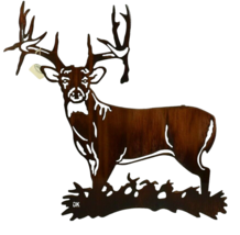 Lazart Buck Solo Deer 24 inch Metal Laser Cut Hanging Wall Art Rustic Lodge - £43.64 GBP