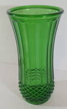 Vintage Hoosier Glass Emerald Green Diamond Point 9 1/2&quot; Vase 4089-A 63A - £10.55 GBP