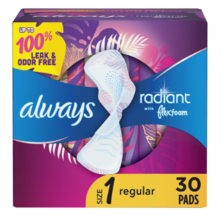 Always Radiant Pads, Regular, with Wings Clean Scent, Size 130.0ea - £14.93 GBP