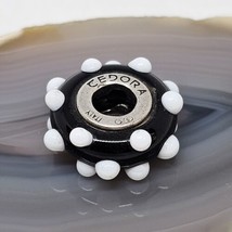 Tedora Sterling Silver Black And White Murano Glass Bead Charm Bumpy - £15.67 GBP