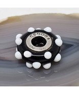 Tedora Sterling Silver Black And White Murano Glass Bead Charm Bumpy - £15.76 GBP