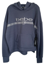 Bebe Sport Women&#39;s Glitter Logo Hoodie Sweatshirt Plus Size 2X Blue Smoke - £19.34 GBP