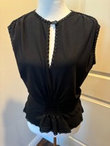 Yves Saint Laurent Rive Gauche Black Cotton Sleeveless Top SZ L Italy NWOT - $256.41