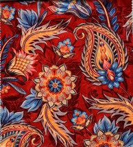 Upholstery Crush Velvet by the yard Red Gold Flower , Suitable For Crafts  - £32.89 GBP