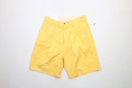 NOS Vtg 90s Nautica Mens 32 Spell Out Pleated Chino Golf Shorts Yellow Cotton - £47.00 GBP