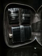 Brizard Black  Croco Pattern Black Leather Traveler NIB image 6