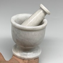 2.21 lbs, 3.9&quot;x3.8&quot;, Natural Marble Crystal Pestle and Mortar Handmade, ... - £93.42 GBP