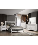 Blaze Upholstered Modern White 5 Pc Queen Bedroom Set LED Headboard - $37,540.08 MXN