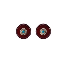 S925 sterling silver gold-plated natural amber blood amber turquoise ear... - $72.72
