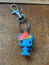 Small Light Blue w Rainbow Mane Rubber Plastic Pony Key Chain Backpack D... - £5.32 GBP