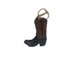 Christmas Resin Ornament Western Ranch Rodeo Cowboy Boot Black Brown - $8.93