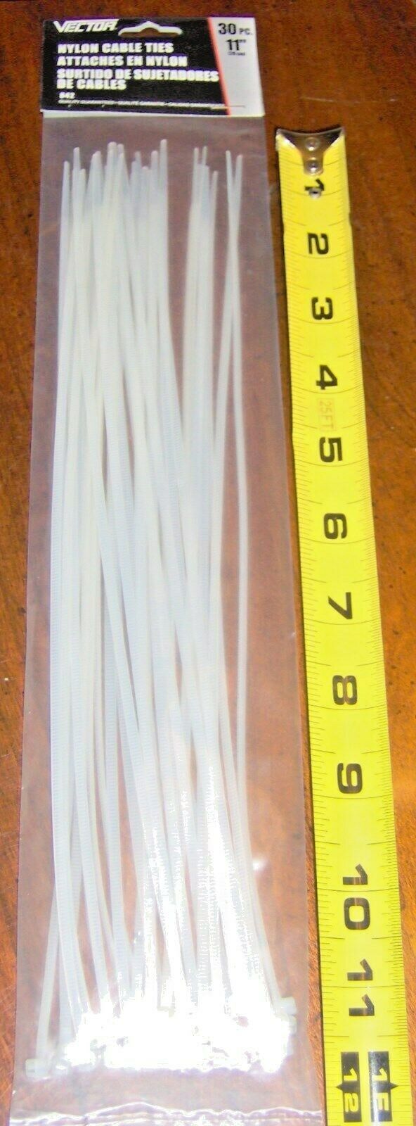 30 White Nylon CABLE TIES 11&quot; inch Long x 1/8&quot; Wide 40 lb cord wire lock... - $17.83