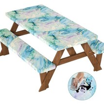 Picnic Table Cover With Bench Covers 6 Ft Water Resistant Windproof Elas... - $56.32