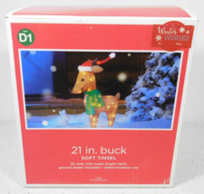 Winter Wishes Christmas Outdoor Decoration 21&quot; Buck soft tinsel lights up Rare - £39.34 GBP