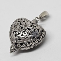 DOUG PAULUS 925 Silver - Vintage Filigree Puffy Heart Pendant PD 925 India - £55.91 GBP