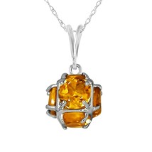 2.80 Carat 14K Solid White Gold Citrine Necklace Gemstone Class Deluxe 14&quot;-24&quot;  - £291.14 GBP
