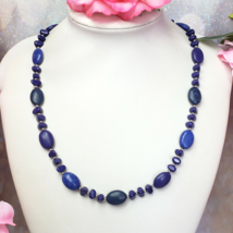 CHAPS Blue Sodalite Stone Beaded Silver Tone Choker Necklace - £11.92 GBP